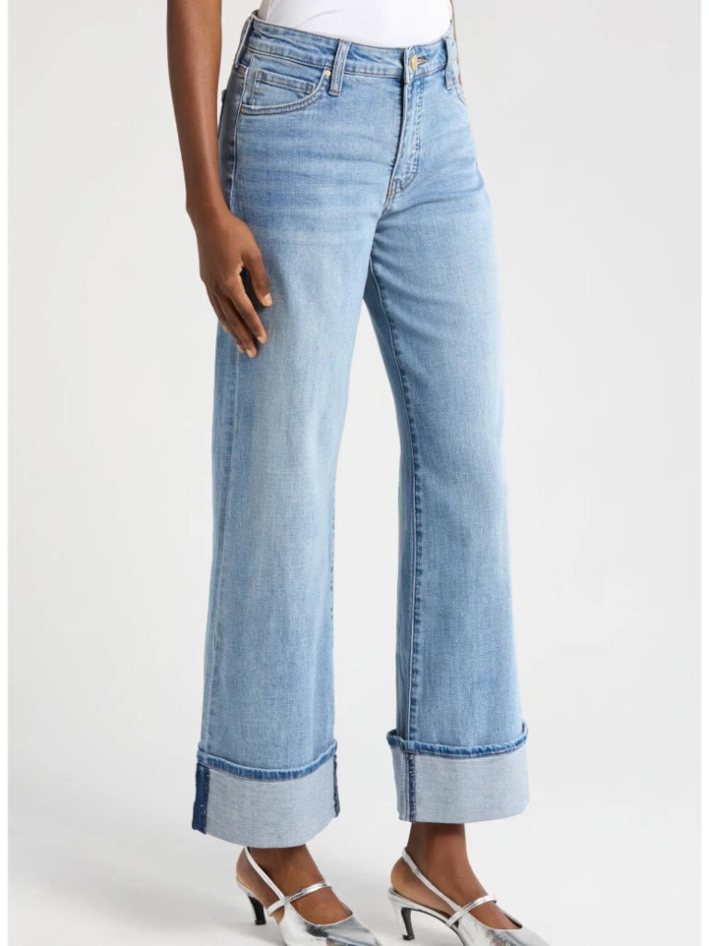 KUT FROM THE KLOTH Meg Fab Ab Raw Hem Wide Leg Jeans in Charming Blue - Picture 4 of 6